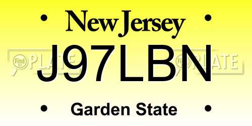 J97LBN New Jersey License Plate