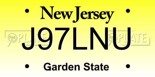 J97LNU New Jersey License Plate