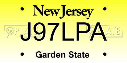 J97LPA New Jersey License Plate