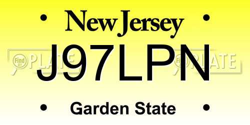 J97LPN New Jersey License Plate