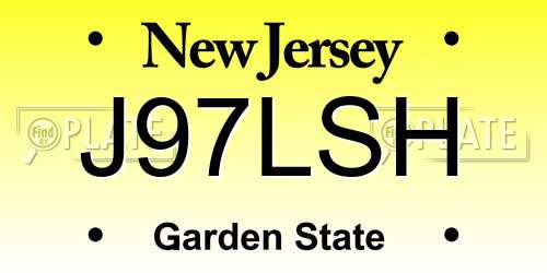 J97LSH New Jersey License Plate