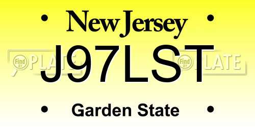 J97LST New Jersey License Plate