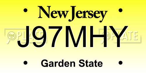 J97MHY New Jersey License Plate