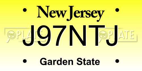 J97NTJ New Jersey License Plate