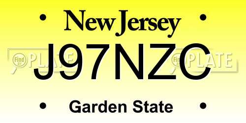 J97NZC New Jersey License Plate