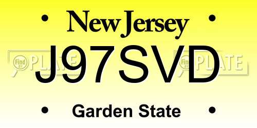 J97SVD New Jersey License Plate