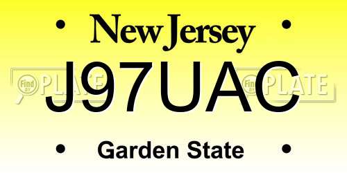J97UAC New Jersey License Plate
