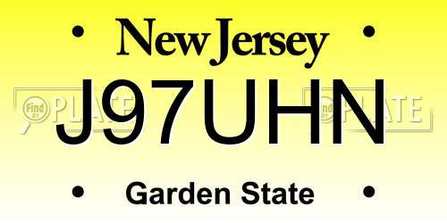 J97UHN New Jersey License Plate