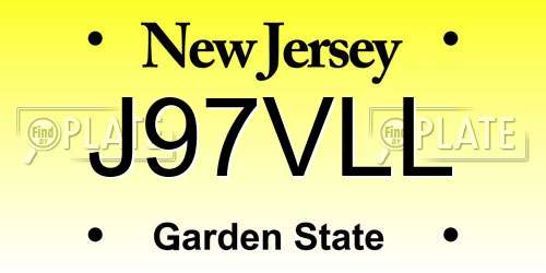 J97VLL New Jersey License Plate