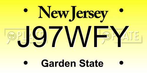 J97WFY New Jersey License Plate
