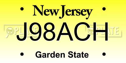 J98ACH New Jersey License Plate