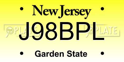 J98BPL New Jersey License Plate