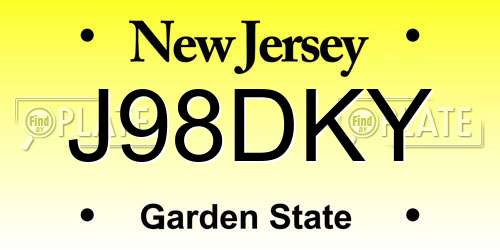 J98DKY New Jersey License Plate