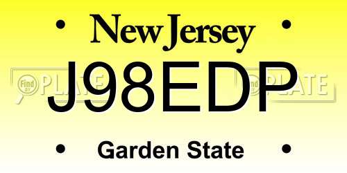 J98EDP New Jersey License Plate