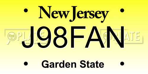 J98FAN New Jersey License Plate
