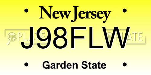 J98FLW New Jersey License Plate