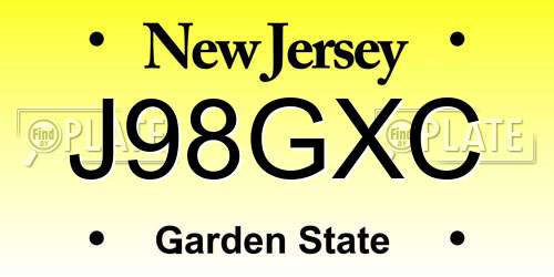 J98GXC New Jersey License Plate