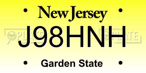 J98HNH New Jersey License Plate