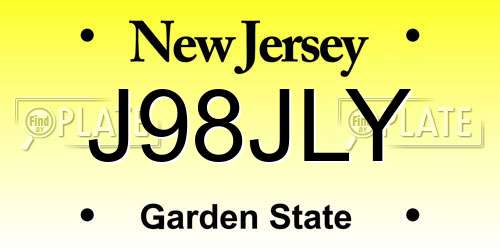J98JLY New Jersey License Plate