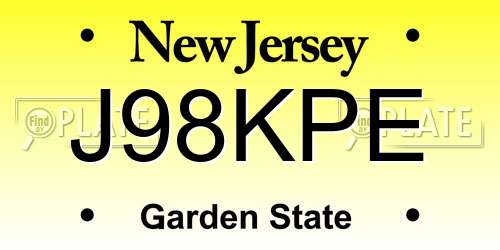 J98KPE New Jersey License Plate