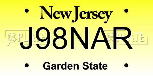 J98NAR New Jersey License Plate