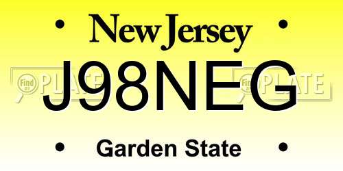 J98NEG New Jersey License Plate