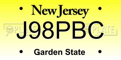 J98PBC New Jersey License Plate