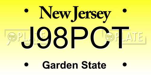J98PCT New Jersey License Plate