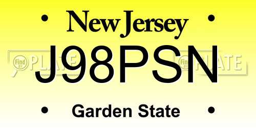 J98PSN New Jersey License Plate