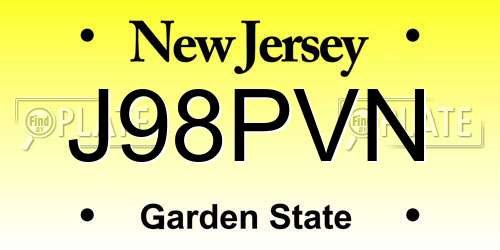 J98PVN New Jersey License Plate