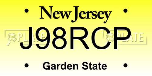 J98RCP New Jersey License Plate