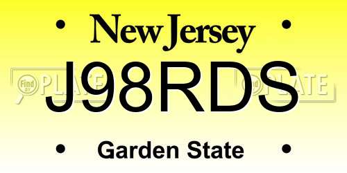 J98RDS New Jersey License Plate