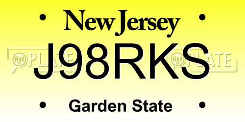J98RKS New Jersey License Plate