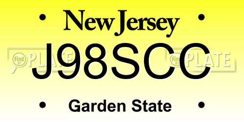 J98SCC New Jersey License Plate