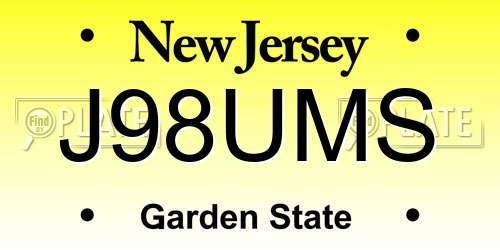 J98UMS New Jersey License Plate