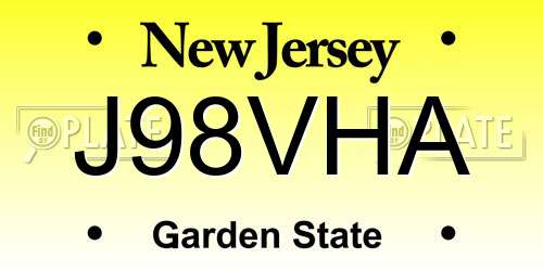 J98VHA New Jersey License Plate