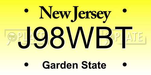 J98WBT New Jersey License Plate