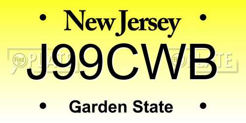 J99CWB New Jersey License Plate