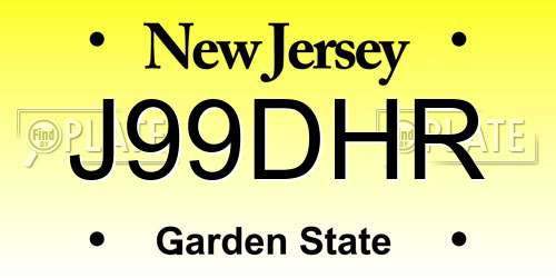 J99DHR New Jersey License Plate