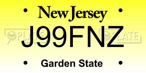 J99FNZ New Jersey License Plate