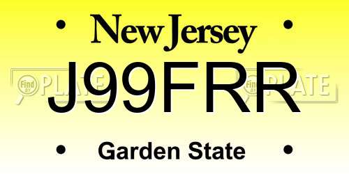 J99FRR New Jersey License Plate