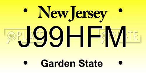 J99HFM New Jersey License Plate