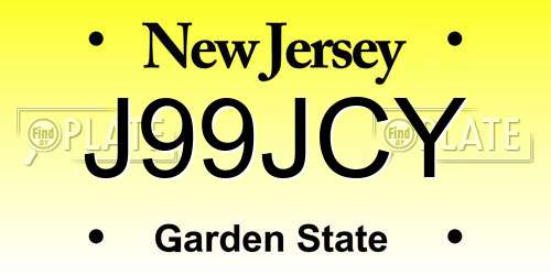 J99JCY New Jersey License Plate