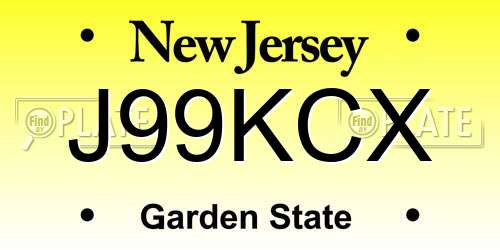 J99KCX New Jersey License Plate