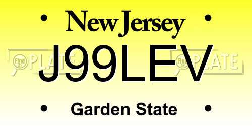 J99LEV New Jersey License Plate