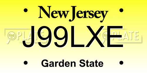 J99LXE New Jersey License Plate