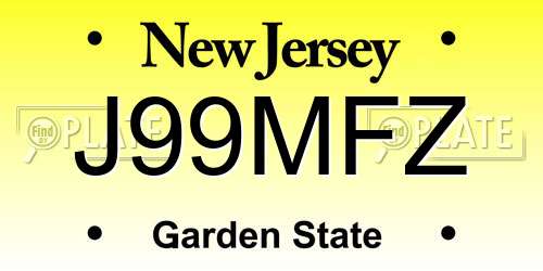 J99MFZ New Jersey License Plate