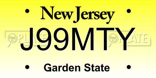 J99MTY New Jersey License Plate