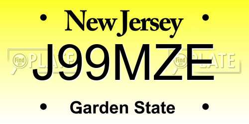 J99MZE New Jersey License Plate