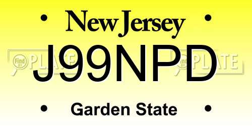 J99NPD New Jersey License Plate